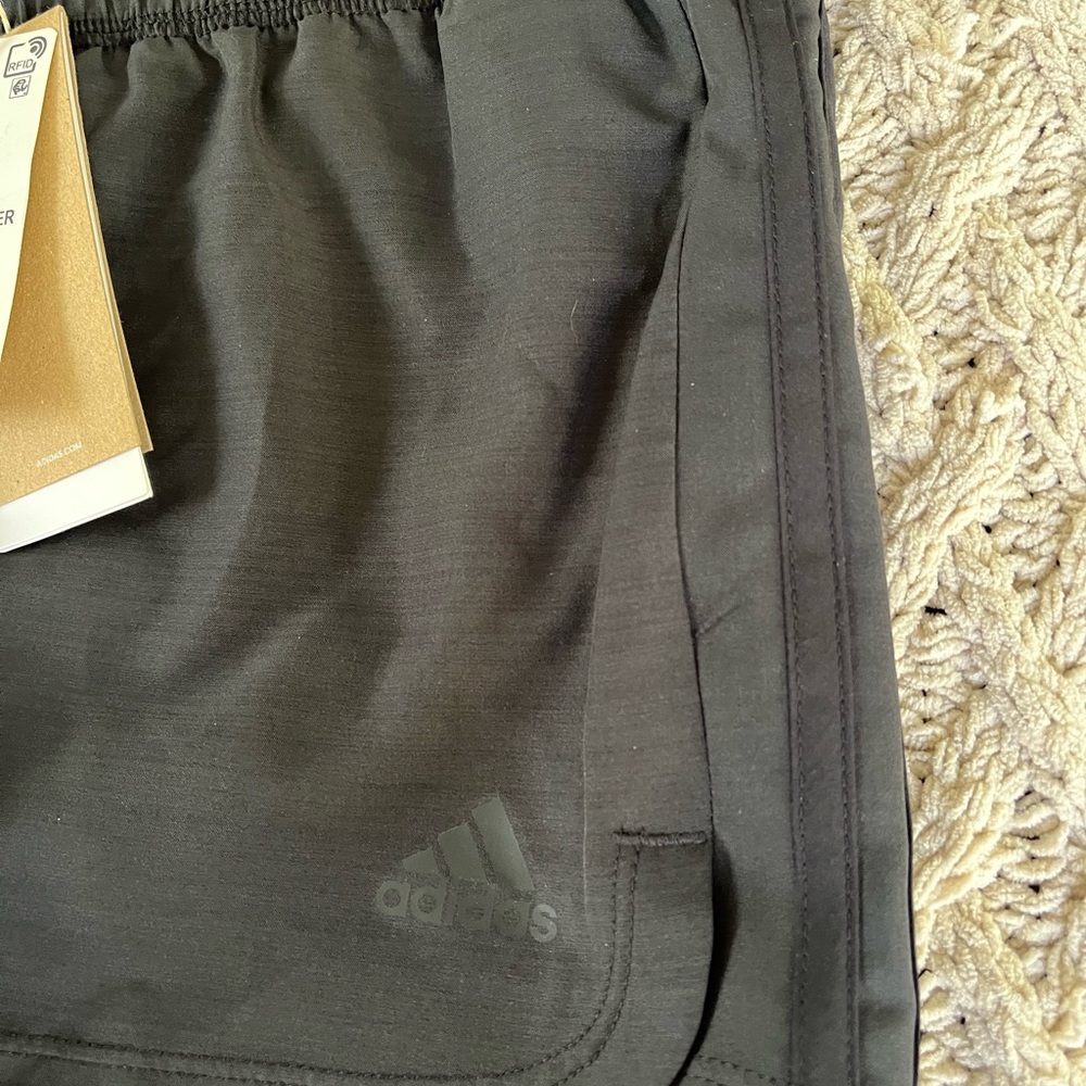 Adidas NEW black Athletic Training Short Women’s Large Heather Woven Pacer - Picture 6 of 12